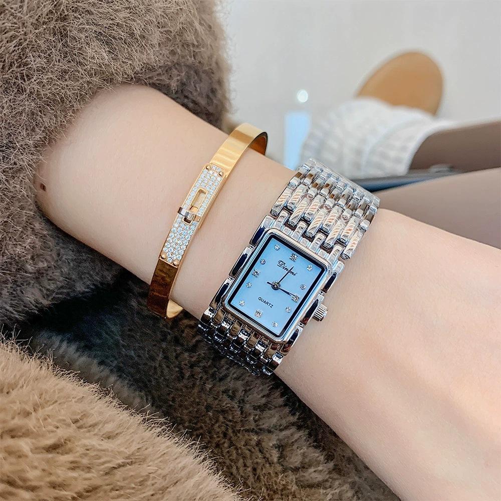 Damenarmbanduhr Einfache mittelalterliche rechteckige Armbanduhr Retro-Designuhr gray