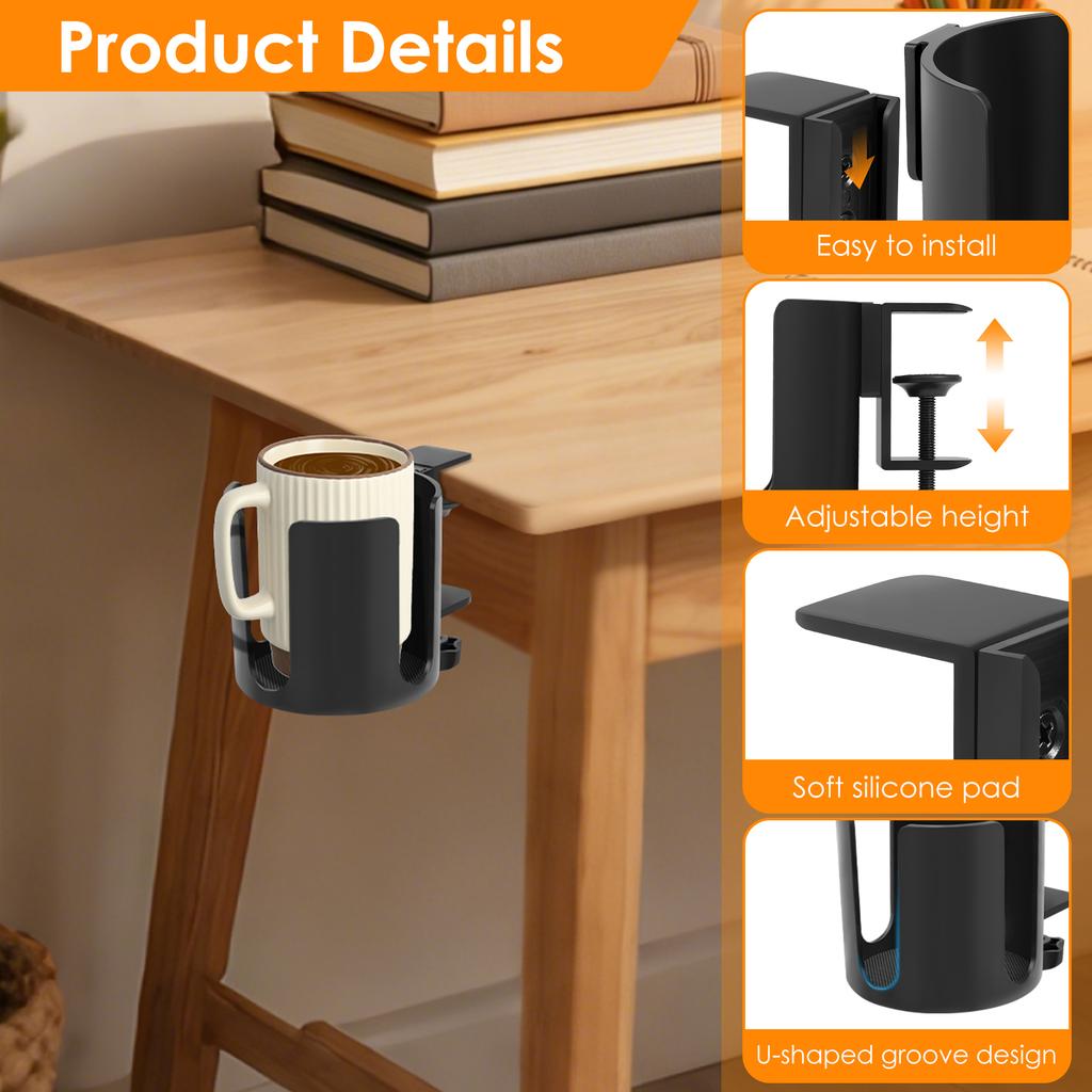 Desk Cup Holder Universal Adjustable Table Drink Holder 5/7/10cm Clip-On Desk Bottle Stand Anti-Spill Table Mug Clamp for Office