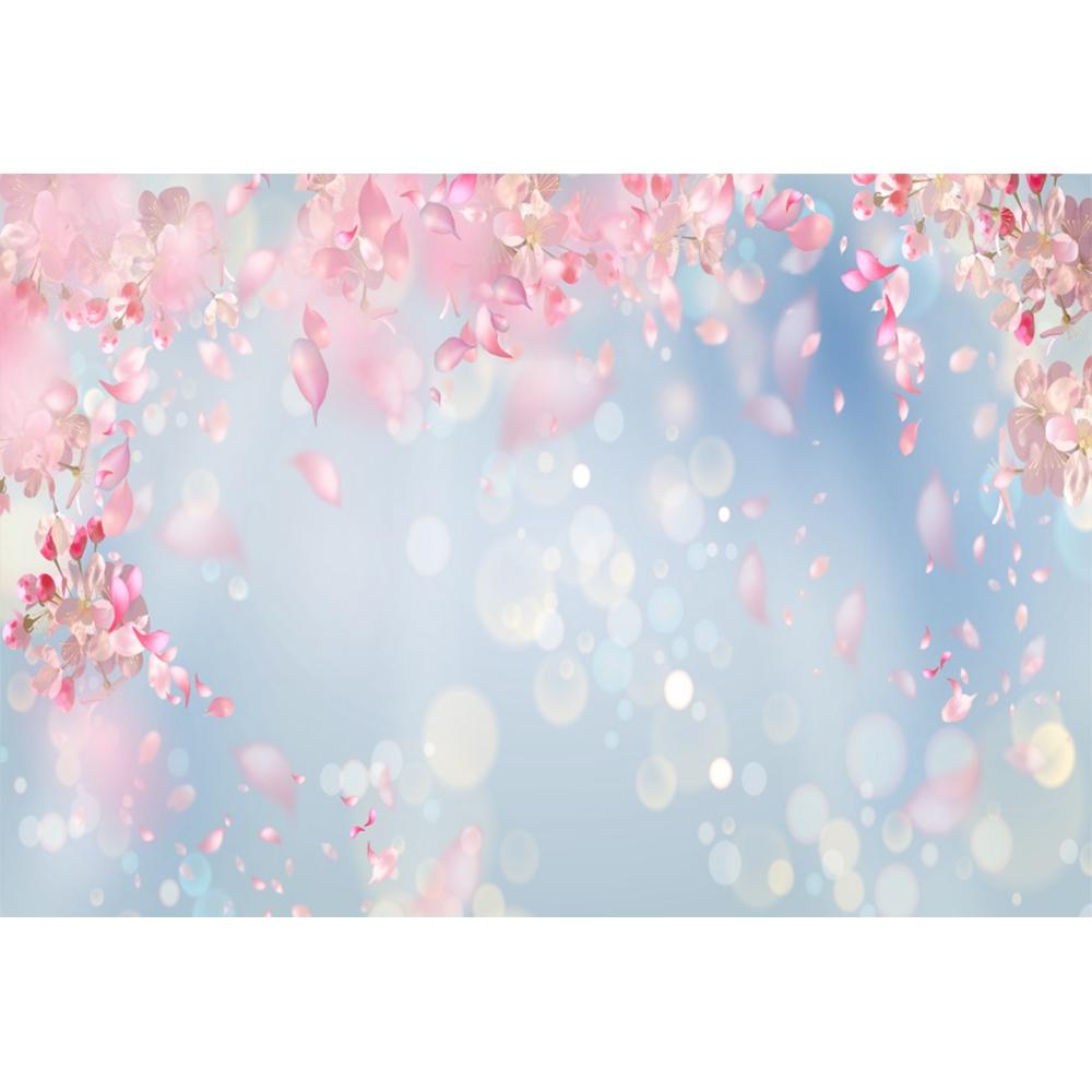 Frühlingsrosa Blumen Hintergrund Glitzer Licht Bokeh Floral Kirschblüte Neugeborenes Baby Porträt Fotografie Hintergrund Fotostudio