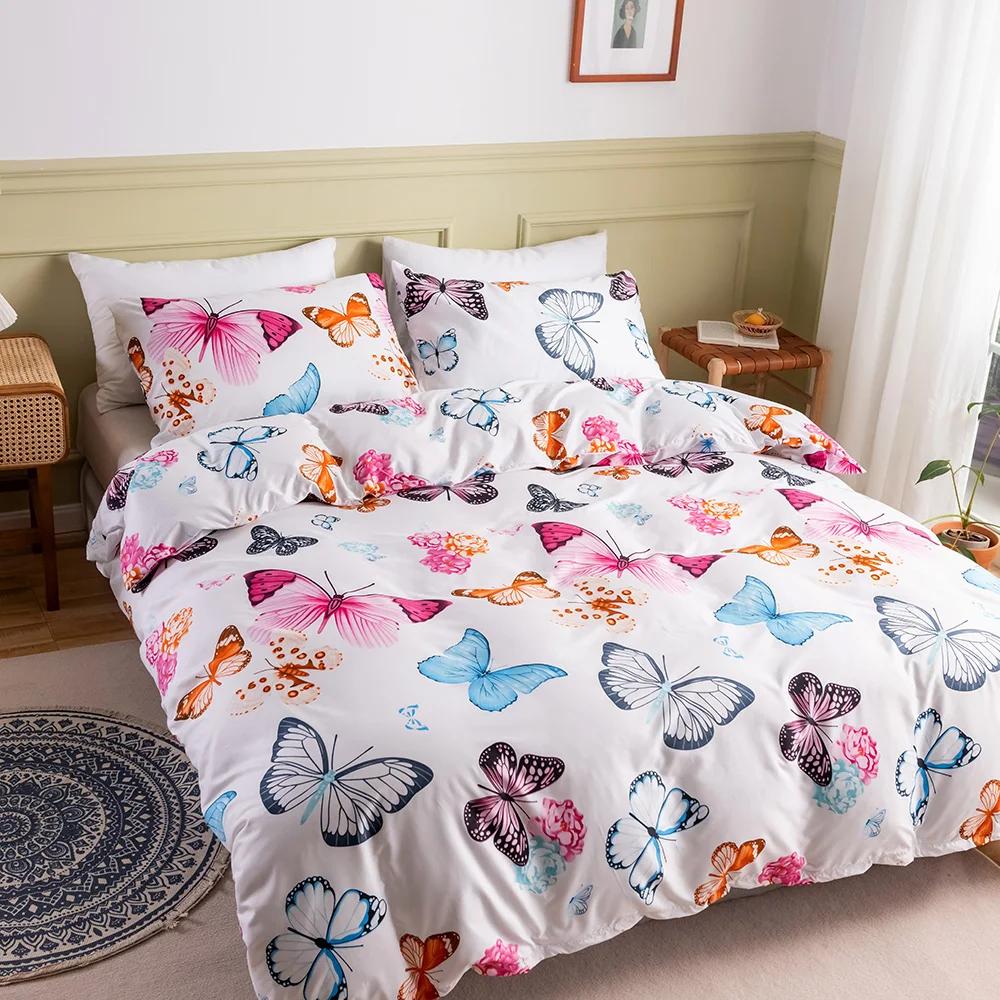 

Luxury Bedding Sets 2/3 Pcs Nordic Butterfly Pattern Northern Europe Duvet Cover Set 220X240 200X200 For Adult King Queen Twin EU Single 135x200cm