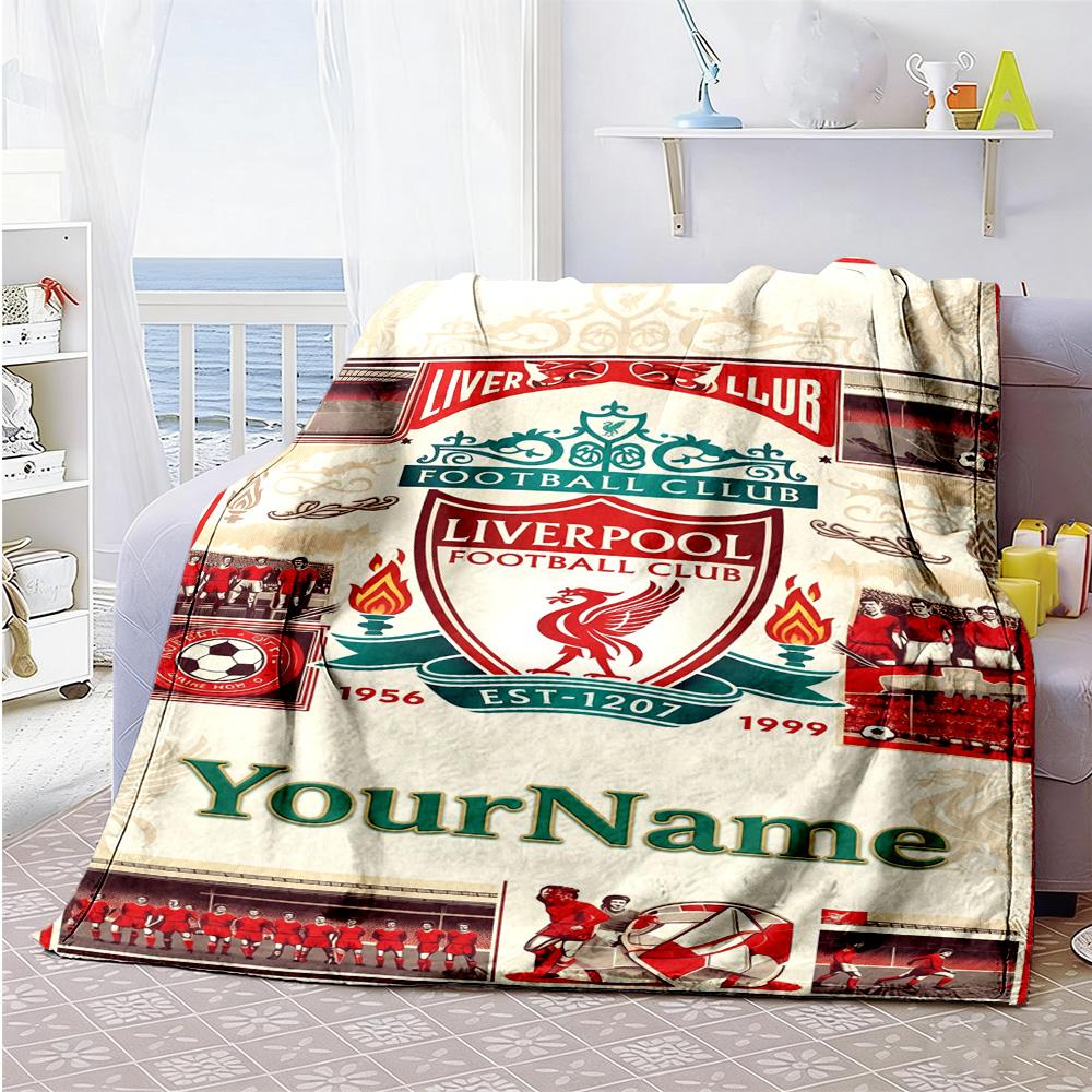 Liverpool Personalized Name Blanket Gift Customizable Blanket Ultra-Soft Great for Couch Office Chair Bed Bedding All-Season Use