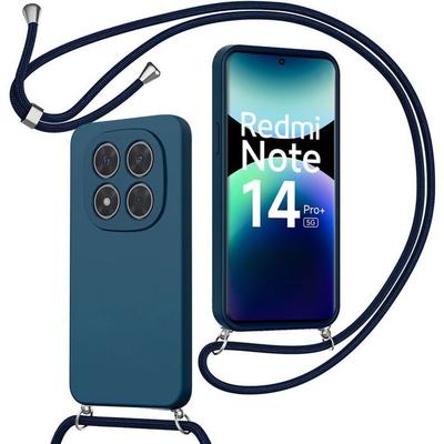 Case for Xiaomi Redmi Note 14 Pro Plus 5G/Note 14 Pro+ 5G, Soft Protection with Lanyard - Navy Blue