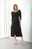 Women's Big Size Dress Black Wallpaper Belted Midi Dress