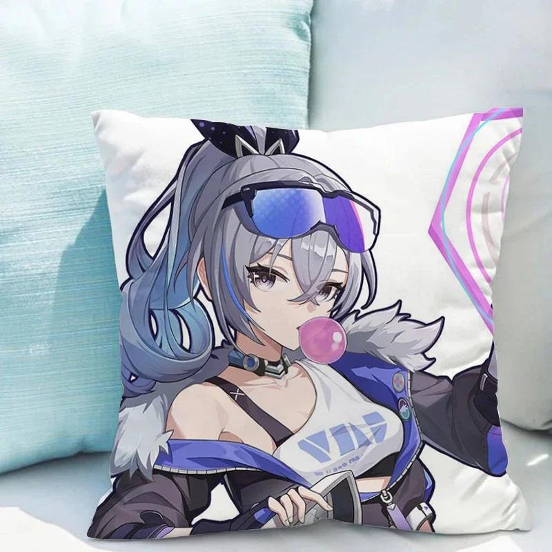 Honkai Star Rail X Cushions Covers Double-sided Printing Cushion Cover X Short Plush Decoration Living Room Car Sofa