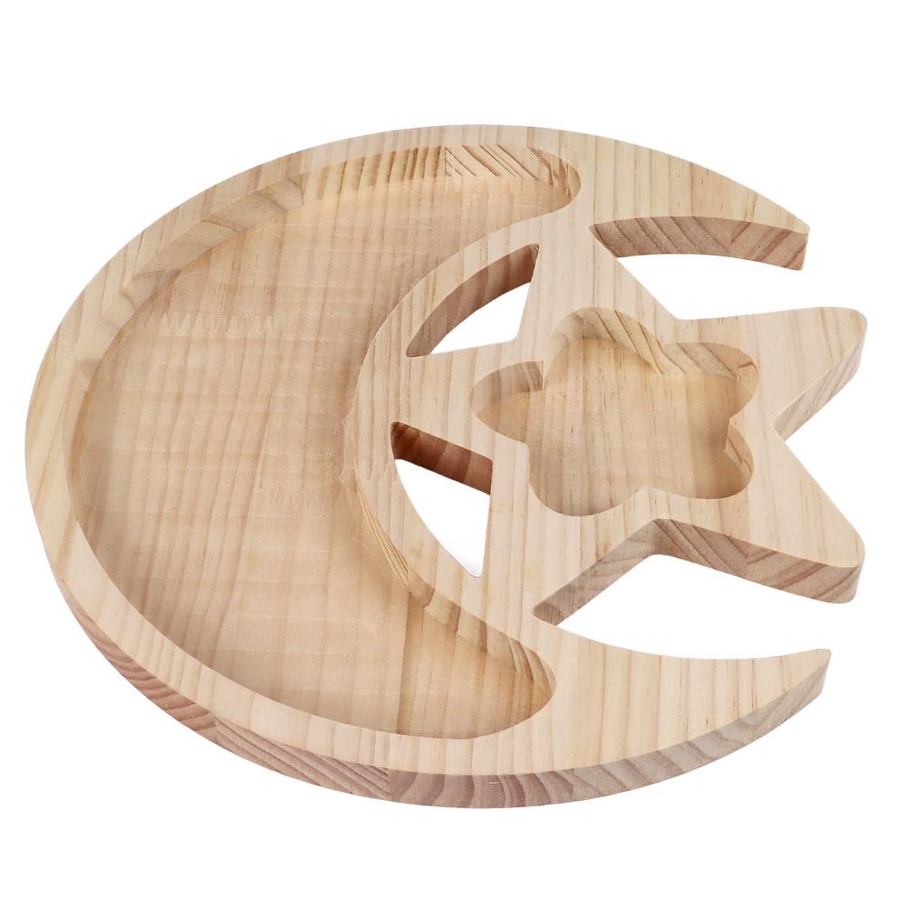 Moon Shaped Wooden Crystal Tray Star Shape Wood Crystal Holder Display Dish Lightweight Minimal Wooden Organizer Tray