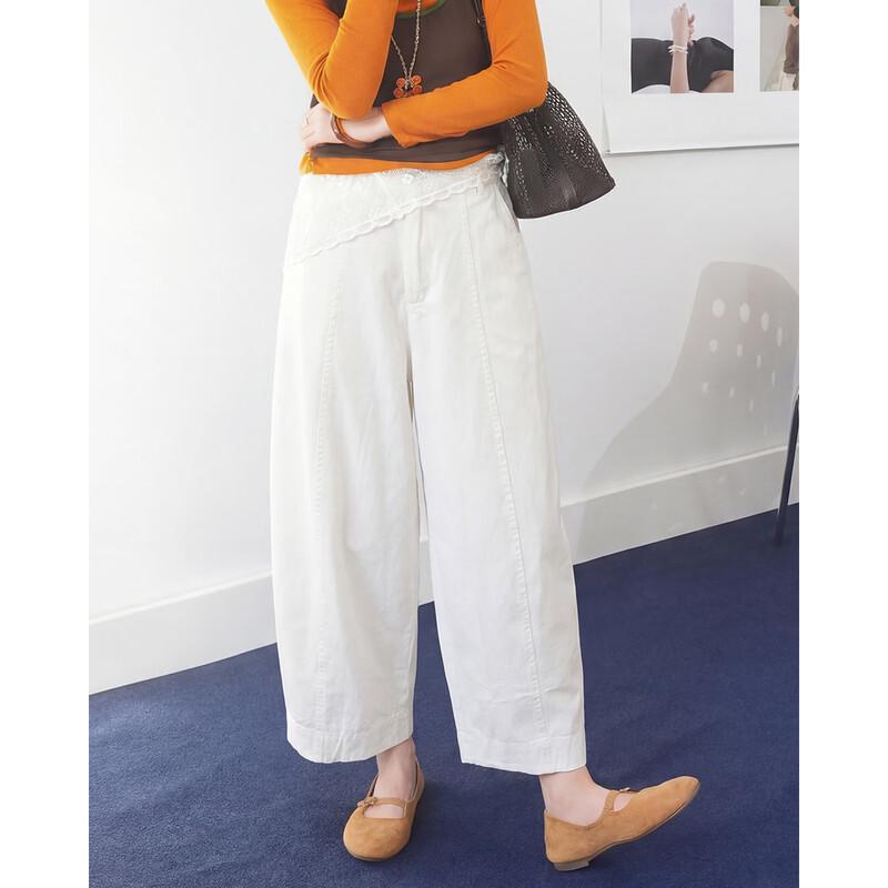 TERRE BLEUE Women s Loose Fit High-Waist Casual Pants 28