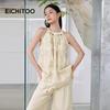 Eichito Linen Blend Halter Chiffon Sleeveless Top