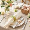 Elastic Napkin Holder 6Pcs Rings, Design for Light And Thick Household Napkins, Imitation Holly Leaf Accessory Weddings Parties Home Use Durable Ring