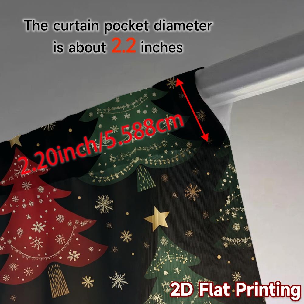 2pcs,Curtains Christmas Trees Snowflakes Ornaments_c (2) Chic Print Curtains Durable 100% Polyester Fabric Curtains Thermal