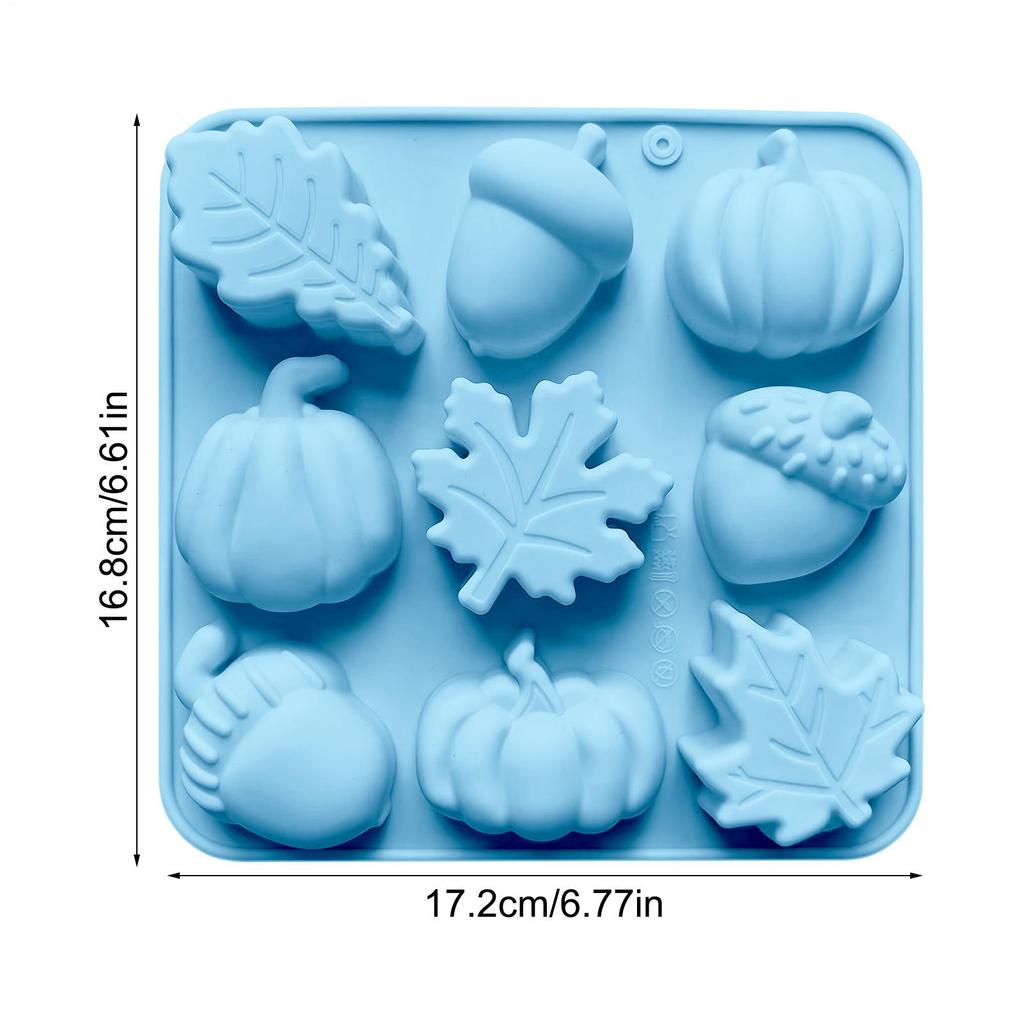 Silicone Pans For Baking 9-Cavity Fall Pumpkin Silicone Cake Molds Fall Decor Maker Craft Supplies For Thanksgiving Halloween