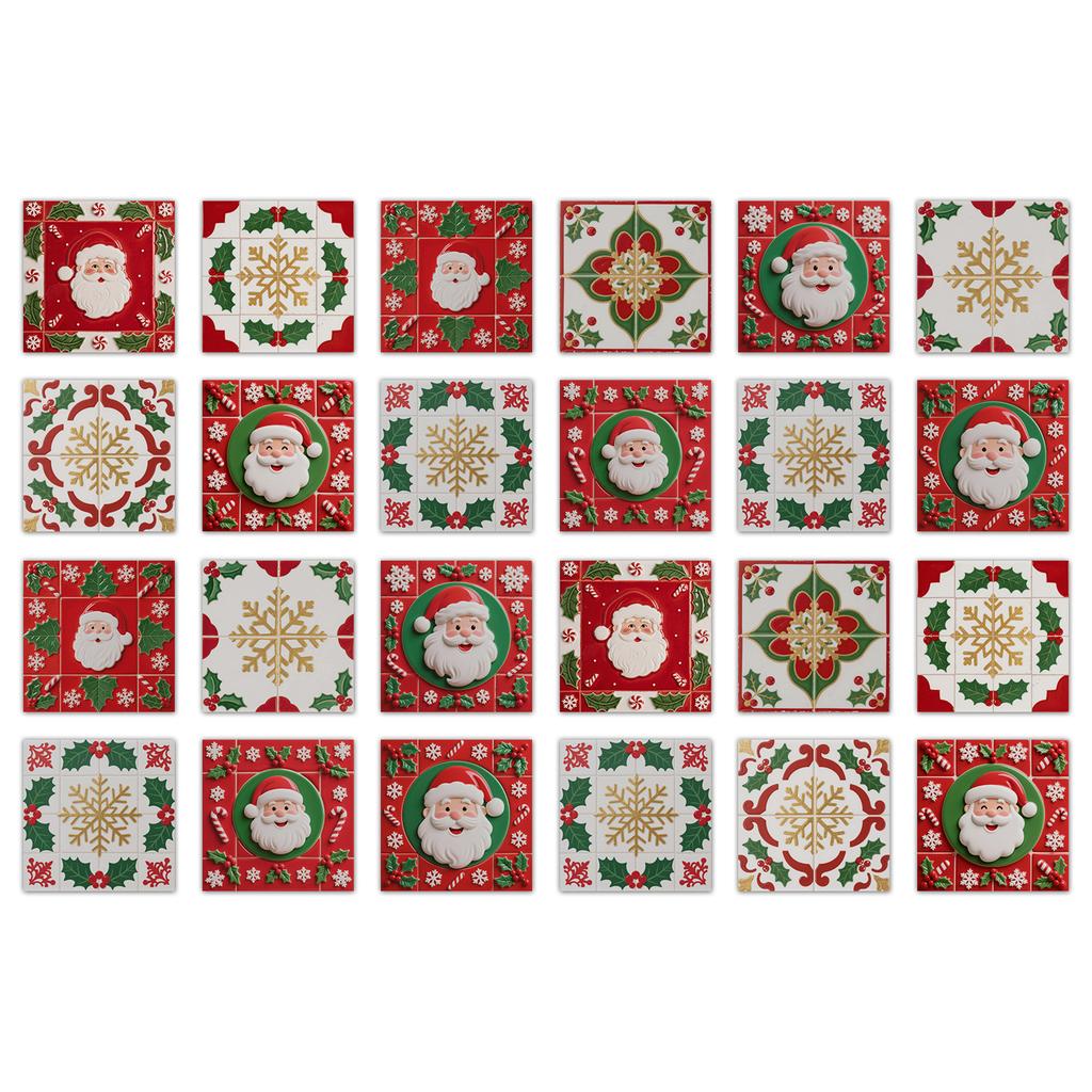 24pz Elementi Natalizi Classici Vintage Adesivi Piastrelle Ceramiche Bagno Cucina Soggiorno Autoadesivi Decorativi