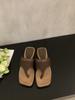 Fairy wind slope heel muffin thick-bottomed flip-flops women wear 2025 new French niche square toe cool slippers