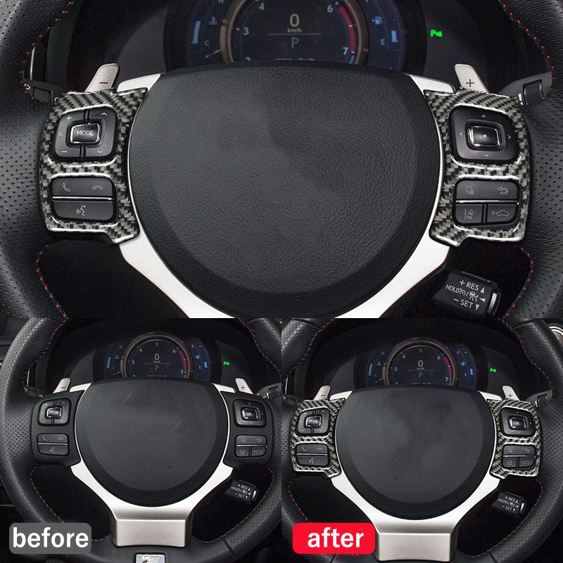Carbon Fiber Car Accessories Driver Wheel Button Panel Interior Cover Modified Trim Sticker For Lexus IS250 IS350 300H 2013-
