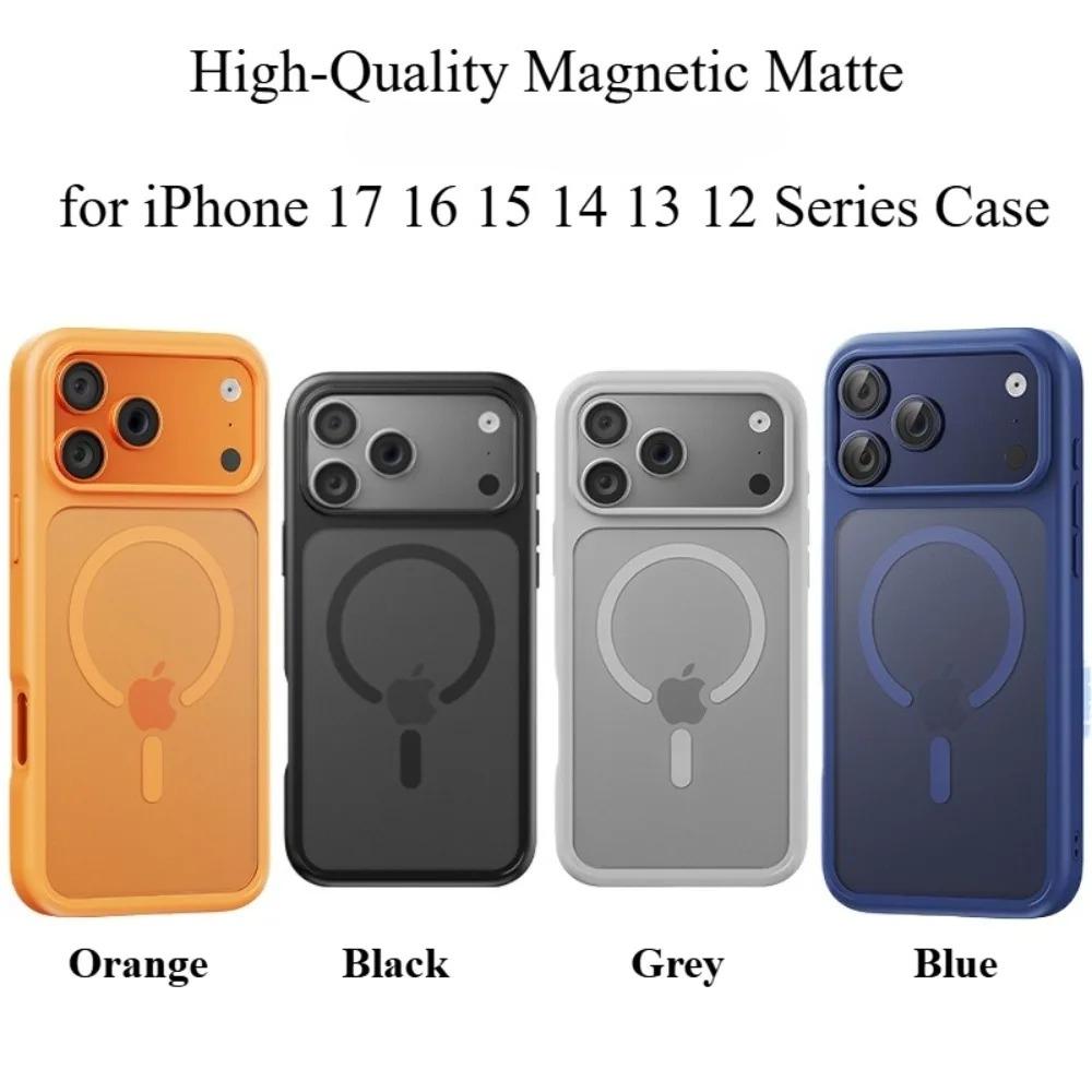 Magsafe Mat Şeffaf Telefon Kılıfı iPhone 17 Air 16 15 14 Plus 13 12 17 Pro Max için Manyetik Kablosuz Şarj Darbeye Dayanıklı Kapak