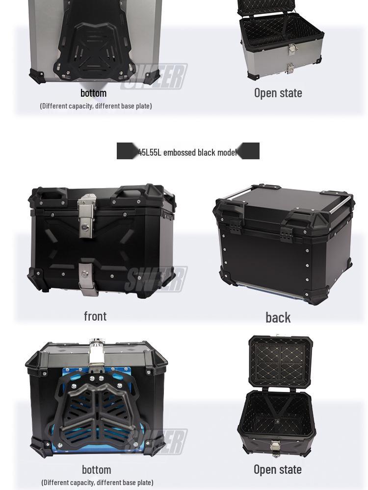 28L-100L Aluminum Motorcycle Waterproof Top/Side Boxes