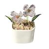 Miniature Glass Flower Figurine Hand Blown Mini Flower Bouquet in Pot Collectible Blooming Flower Ornament for Home Indoor Table Decor