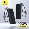 Baseus Повербанк 20000 мАг 100 Вт З вбудованим подвійним кабелем USB-C Швидка зарядка Цифровий дисплей Повербанк для iPhone 17 Pro Max Samsung