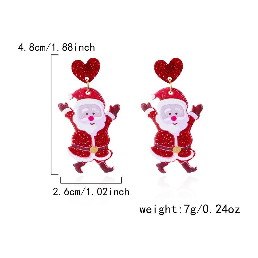 Cute Cartoon Santa Claus Dangle Earrings Stud For Women Acrylic Snowman Elk Christmas Tree Pendant Earrings New Year Party Gift