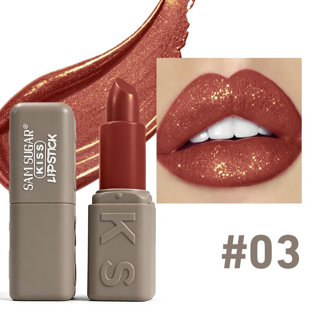 Kiss Lipstick Metallic Shine Glitter Lipstick Moisturizing Smooth Velvet High Pigment Non Grainy Comfortable Lip Makeup for Women