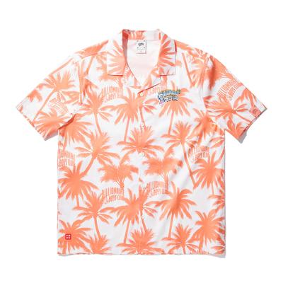 Li Ning X Billionaire Boys Club Collaboration Skateboard Series Scenic Button-Down Short Sleeve Shirt Men Shirts Peach Pink Orange ASHU549-2