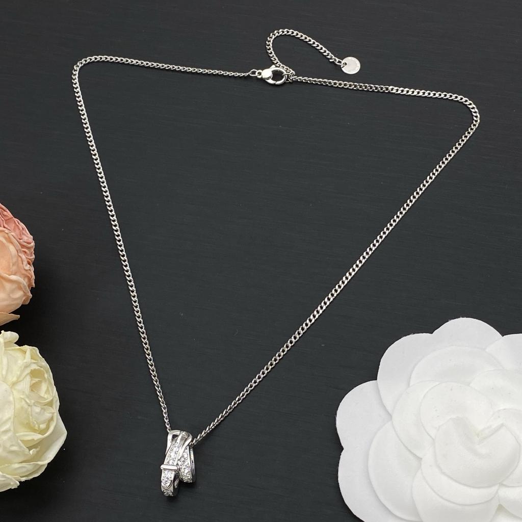 Women's Necklace, Gold Silver Rose Gold Pendant, Cubic Zirconia Brass Chain, Dainty Layering Necklace for Women