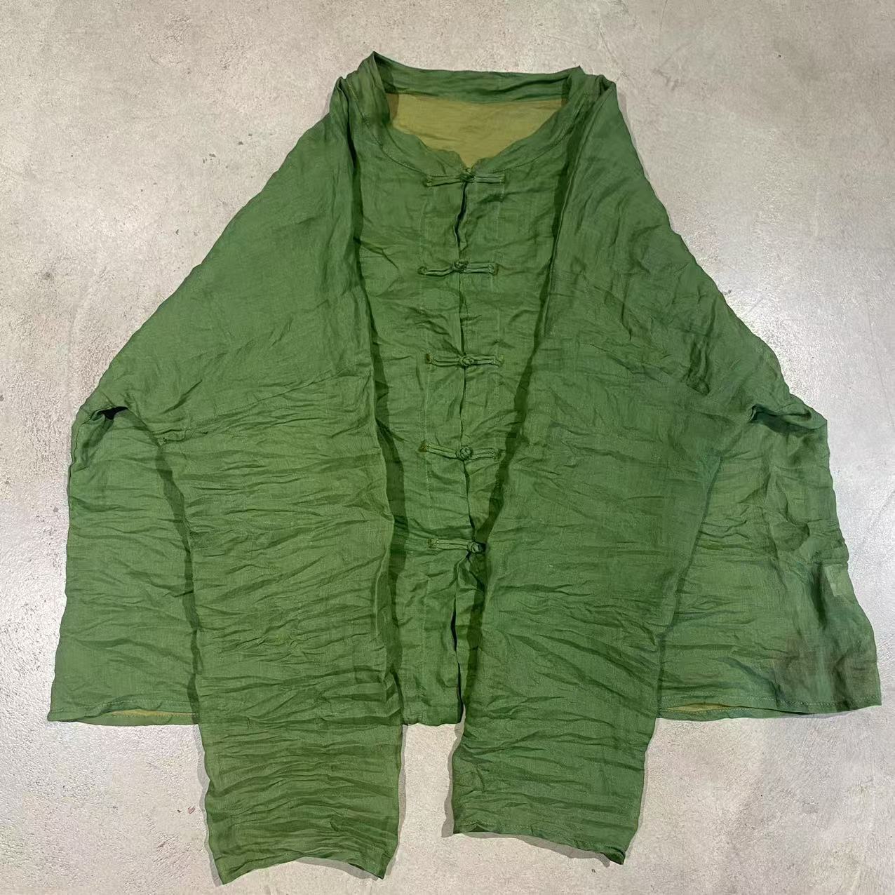 

Johnature Женские винтажные рубашки Топы Стойка Длинный рукав Блузки Весна Однотонные Пуговицы Китайский стиль Рубашки One Size