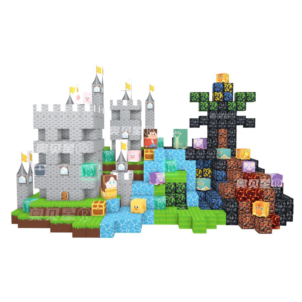 Magnetische Bausteine Würfel - Leuchtender Waldschloss DIY Spielzeug Set
