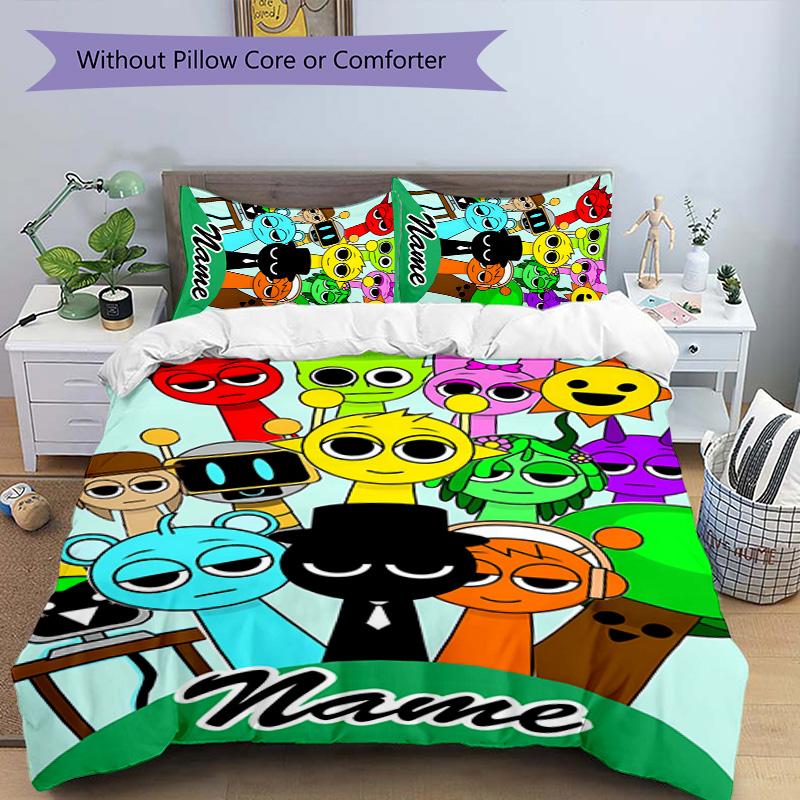 3pcs SPRUNKI5 Cover Set - Personalized Name, HD Printed Bedding with 1 Cover and 2 Pillowcases - Perfect for Home Decor, Easy Care