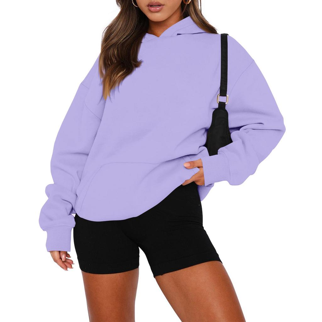 Damen-Sweatshirt mit Rundhalsausschnitt, übergroß, langärmelig, lässig, locker sitzender Kordelzug