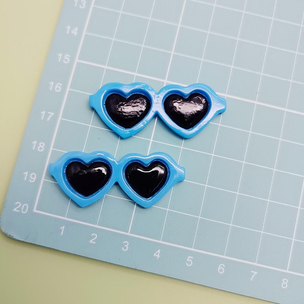 42mm Kawaii Resin Cabochon Heart Sunglasses Shape Flatback Button Patch Sticker Hair Jewelry DIY Material