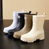 thick-soled women's rain boots medium and high tube new velvet warm fashion rain shoes women's adult non-slip waterproof shoes