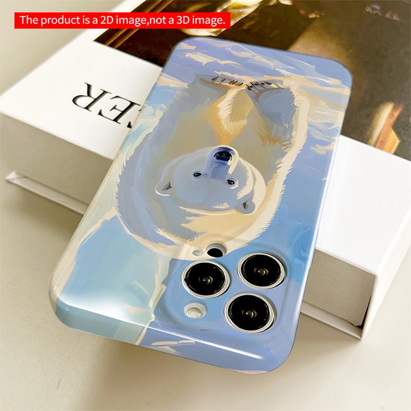 2DFlat Polar Bear in Sunlit Ice Landscape All inclusive film hard iPhone case, compatible with iPhone 18 Pro Max 17 16 15 14 13 12 11