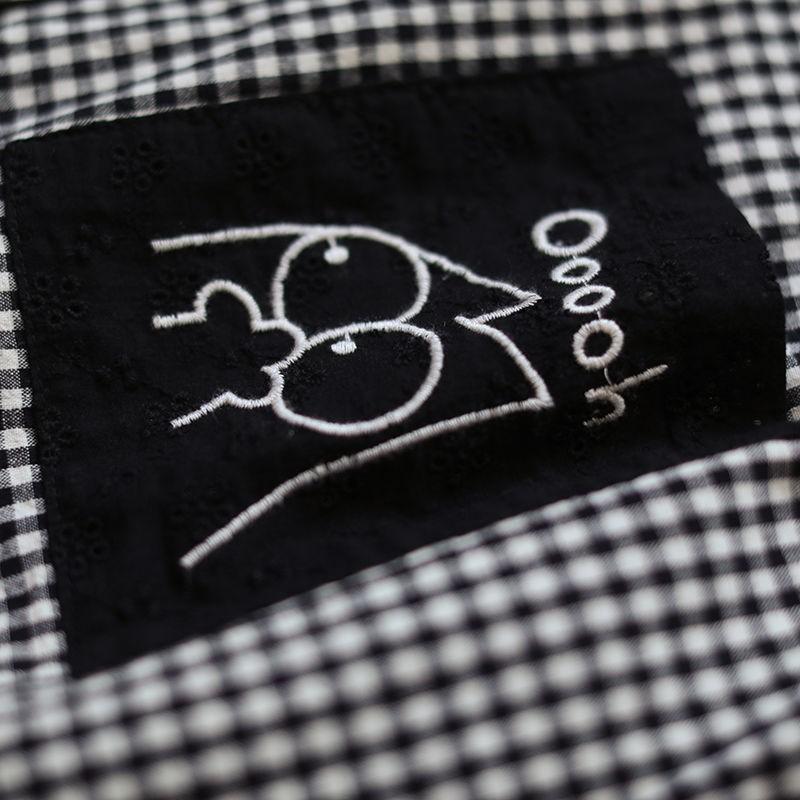 Camisa Casual para Mujer Estilo Coreano Vintage Estampado a Cuadros Bordado de Dibujos Animados Oversize Femenina Mujer Blusas Camisas