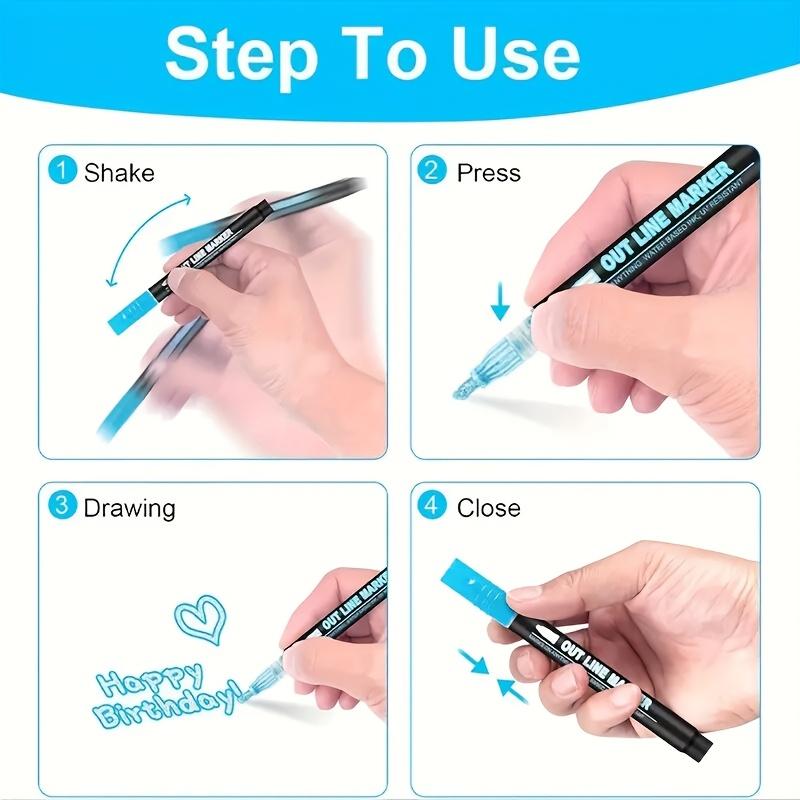 8/12 Colors Double Line Pen Outline Paint Marker Pens Diy Album Scrapbooking Metal Marker Highlighter Drawing Painting Doodling