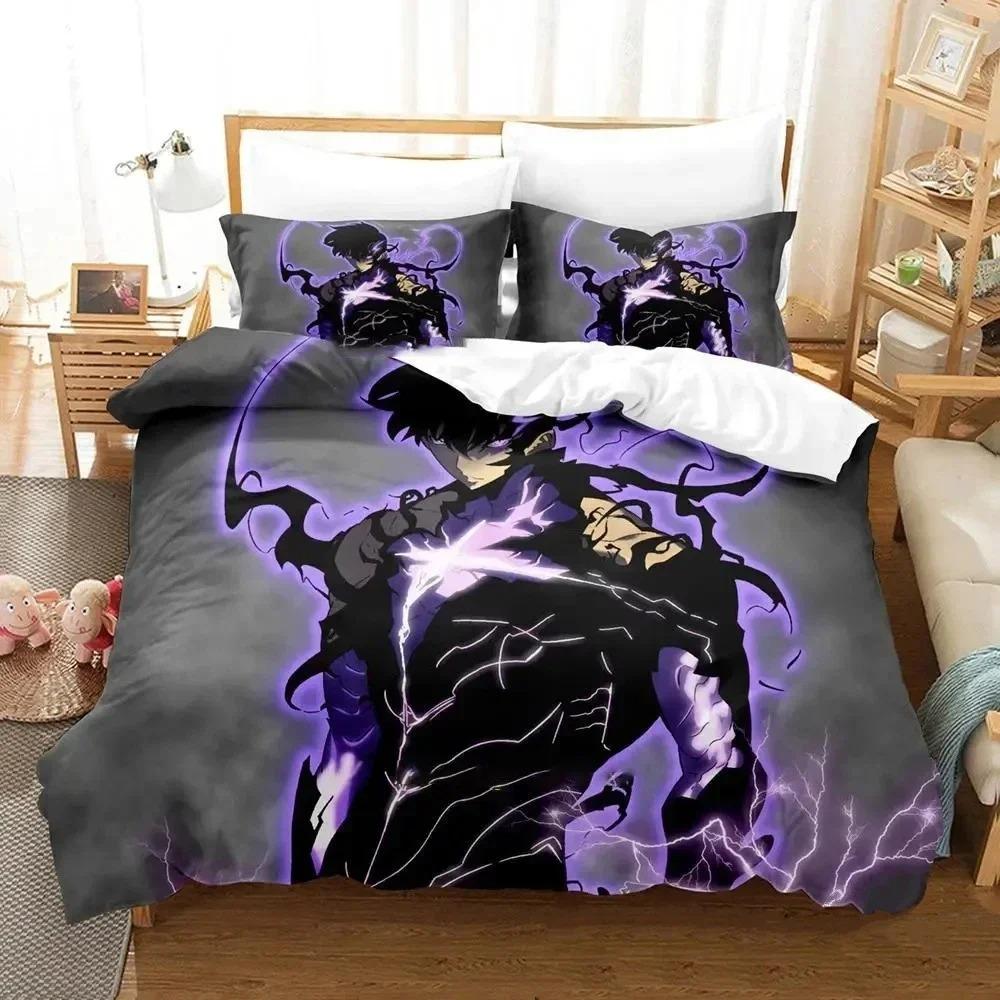 3D Print Fashion Anime SSolo Leveling Bedding Set Boys Girls Twin Queen King Size Duvet Cover Pillowcase Bed Boys Adult Bedroom