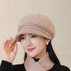 Fashionable Fur Ball Hat Windproof Duck Tongue Wool Hat for Middle aged and Elderly Women Winter Outdoor Warm Knitted Hat Fashionable