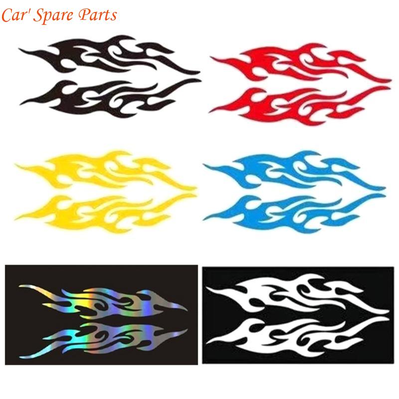 Y4UA Reflective Flame Car Decals Stickers for Scratch Hiding Increased Safety 1 Pair