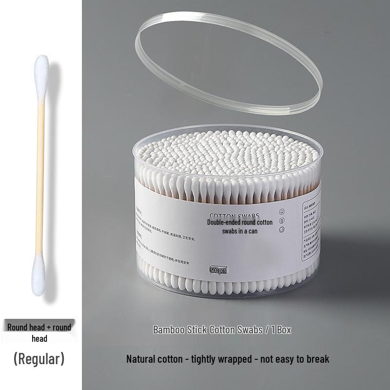 Boxed Double-Ended Bamboo Cotton Swabs for Hygiene, Ear Cleaning & Makeup Removal