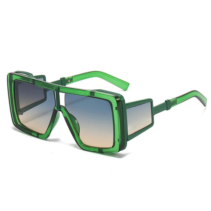 New Luxury Retro Leopard Gradient One Piece Women Sunglasses Double Beam Design Rock Punk Style Men Sun Glasses Uv400