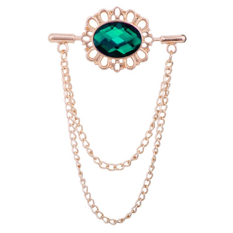 New Fashion Metal Crytal Tassel Brooch Shirt Collar Pin Scarf Buckle Badge Corsage Brooches for Women Men Jewelry Accessories