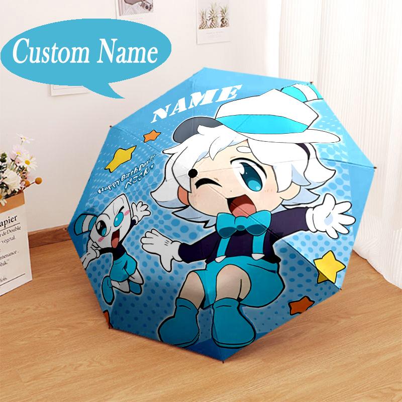 Custom Name Cup-head Umbrella Folding Umbrella, Automatic Umbrella 8-Frame for Travel, Casual Lightweight Birthday Christmas gift
