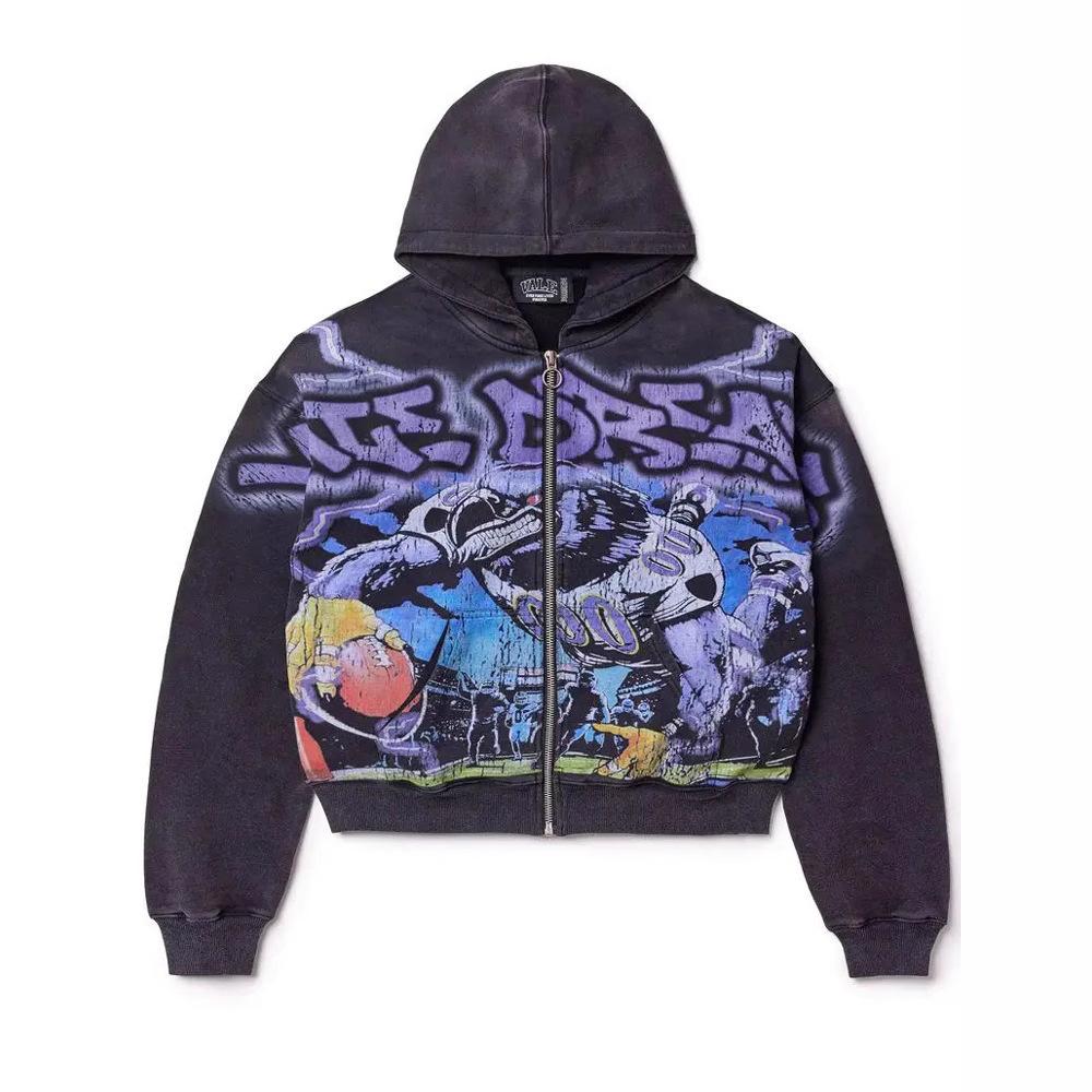 New digital 3D printing zipper Y2K sweater jacket for men and women