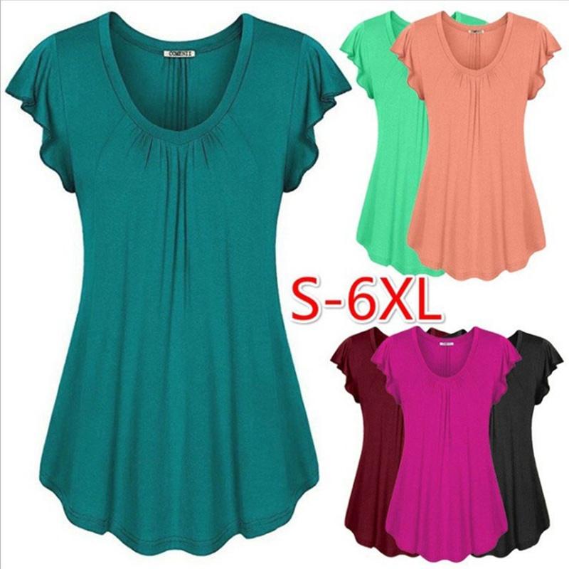 Plus Size Women's Summer Short Sleeve Blouse T Shirt Tops Casual Loose Tunic Tee For Effortless Style And Comfort