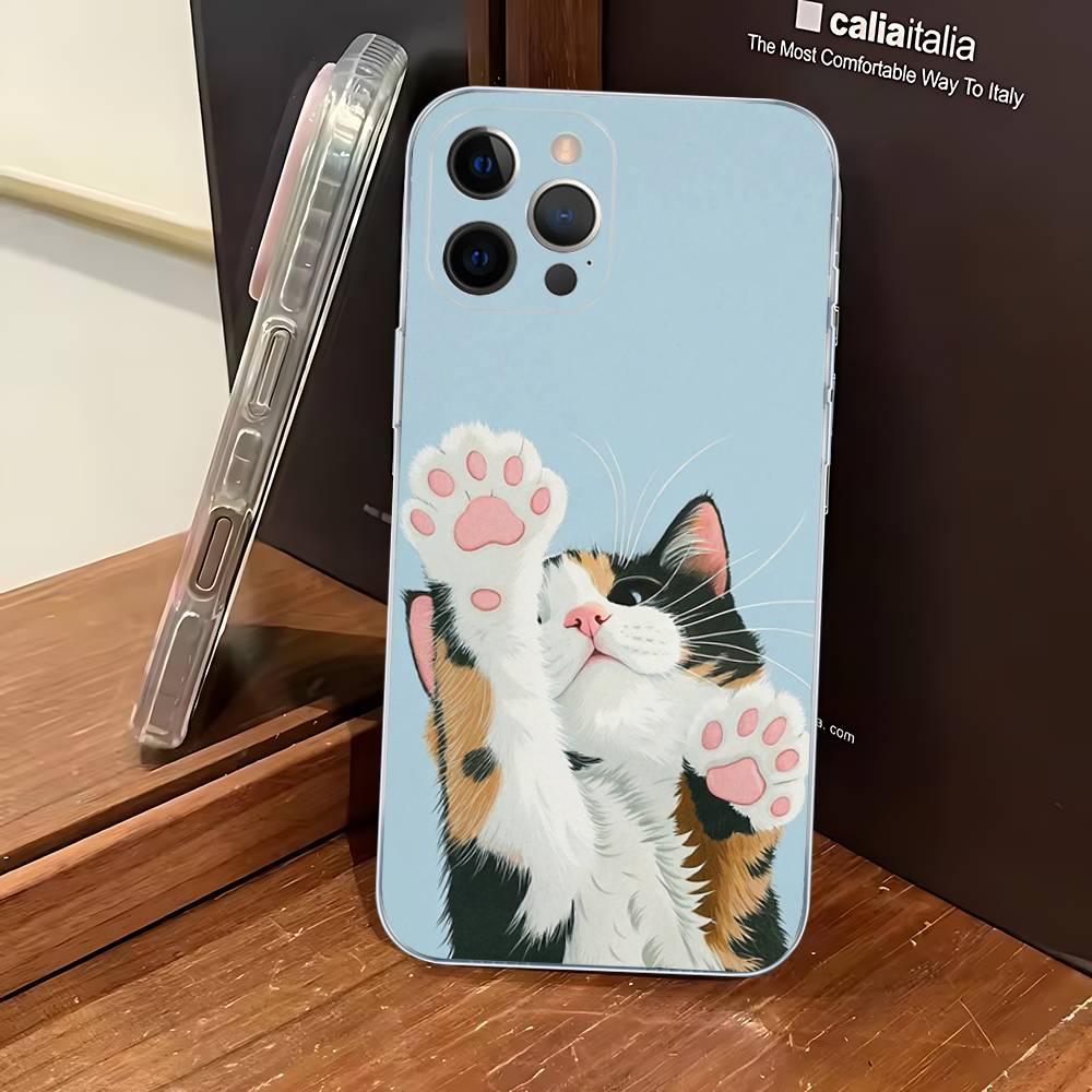 

Милый Мультяшный Кот Прозрачный ТПУ Чехол для Телефона Для IPhone 17 11 12 13 14 15 16 Pro Max 16 Plus Чехол iPhone 16