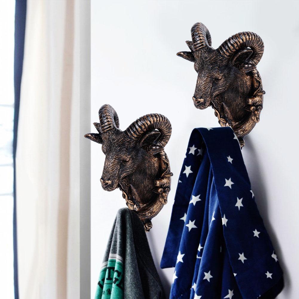 Cute Animal Shape Wall Hanging Hook Coat Hat Clothes Rack Hooks Decoration for Bathroom Bedroom(Goat Shape )