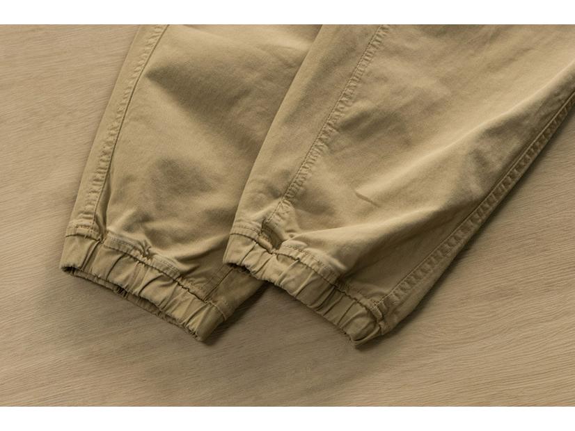 Men's Khaki Retro-Style Casual Lace-Up Overalls