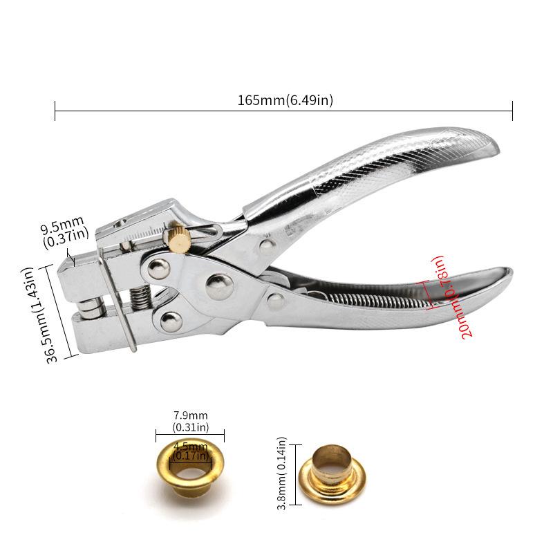 Adjustable Hole Punch Pliers, 4-13mm Depth, Lever Design for Easy Punching & Eyelet Setting