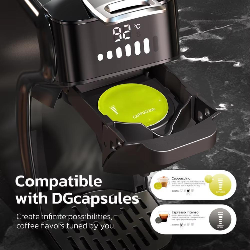 6in1 Capsule Coffee Machine Hot/Cold Multiple Espresso Cafetera Cappuccino Coffee Maker Dolce Gusto Nespresso Powder H1B