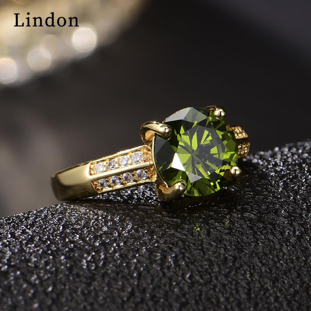 Lindon Classic Copper Alloy Zircon Ring Ladies Jewelry Wedding Promise Party Gift
