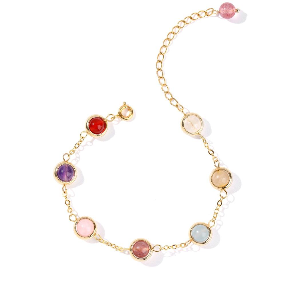 Adjustable Colorful Crystal Lucky Bracelet Rainbow Candy Beads Bangle  Wedding Party Gift